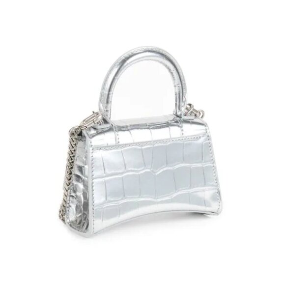 Balenciaga Mini Hourglass Croc-Embossed Leather Top Handle Bag / Crossbody NWT - Picture 5 of 12